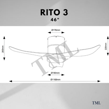 Fanco Smart RITO 3 RITO 5 Black White Pine Wood Ceiling Fan 3 Blades 5 Blades 4HOME SINGAPORE - 4HOME