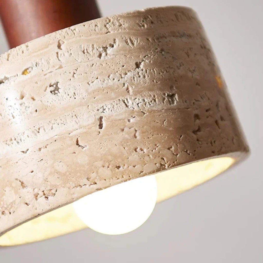 Natural Travertine Pendant Light – Modern Stone Hanging Lamp | E27 Minimalist Ceiling Light