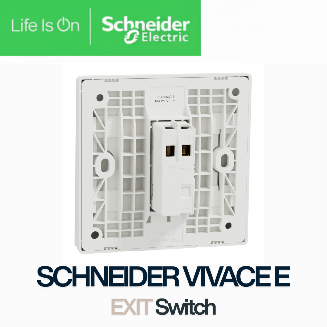 Schneider Vivace E Exit Switch 1 Gang Door Release Push Button – 10A 250V | Slim Frameless Design | Singapore