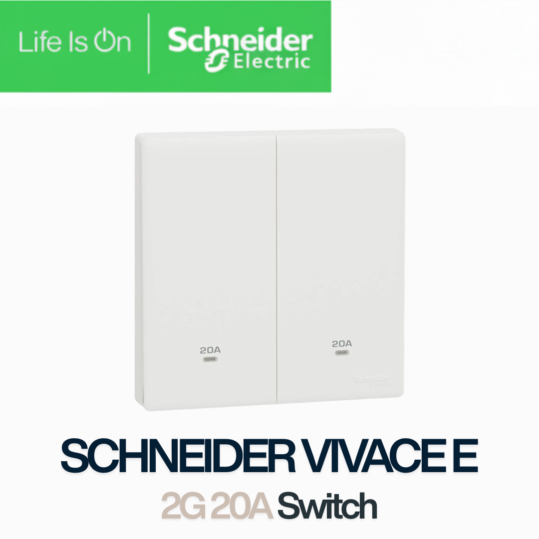 Schneider Vivace E 2 Gang 20A Double Pole Switch