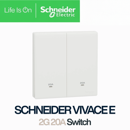 Schneider Vivace E 2 Gang 20A Double Pole Switch