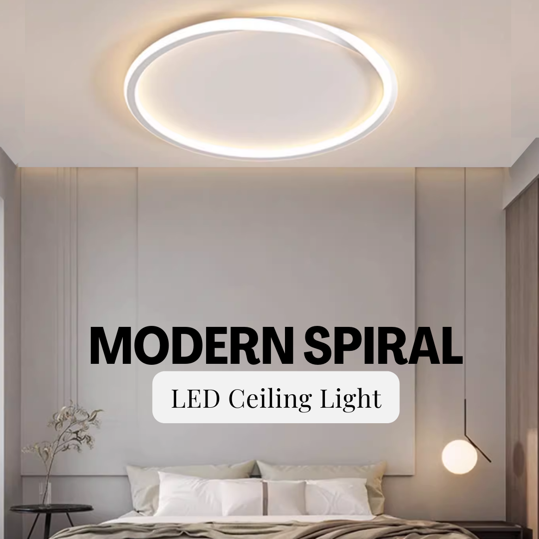 Modern White Spiral Twist Ring Halo Designer LED Ceiling Light