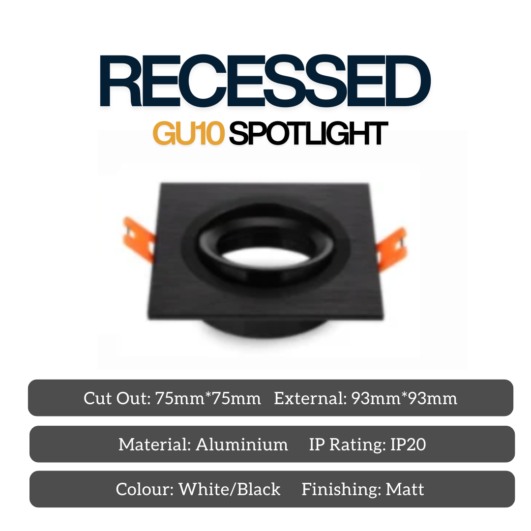 GU10 LED Spotlight Downlight Eyeball | Round Square and 2 Head Recessed Light | Black White | 3000K 4000K 6500K