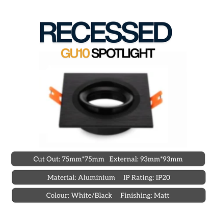 GU10 LED Spotlight Downlight Eyeball | Round Square and 2 Head Recessed Light | Black White | 3000K 4000K 6500K
