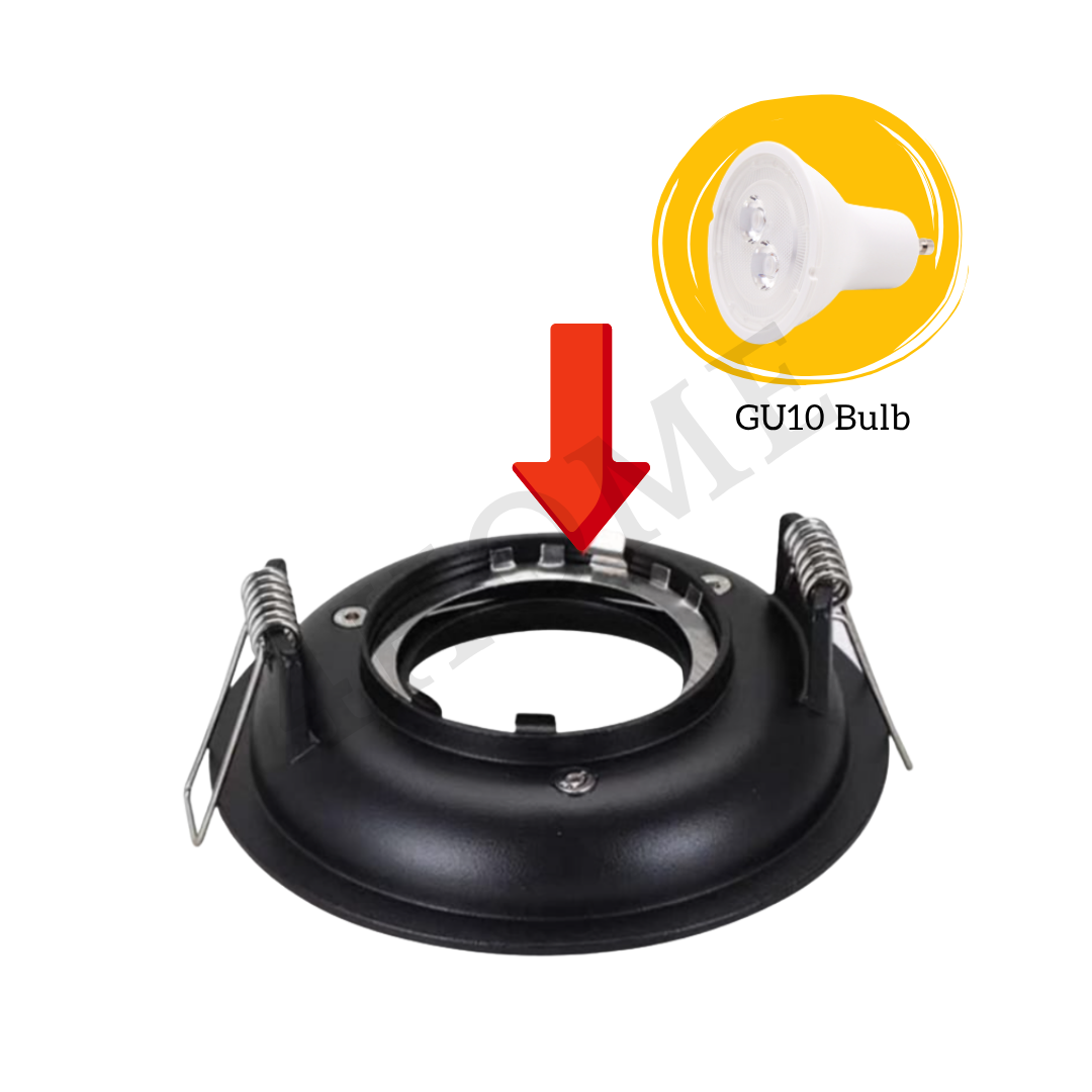 Anti Glare Illuminated Halo Ring Recessed GU10 Spotlight Black White