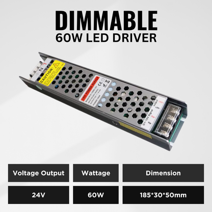 0-10V & 230V Dimmable LED Driver and Dimmer Switch Set – 24V DC LED Power Supply 60W / 100W / 150W / 200W
