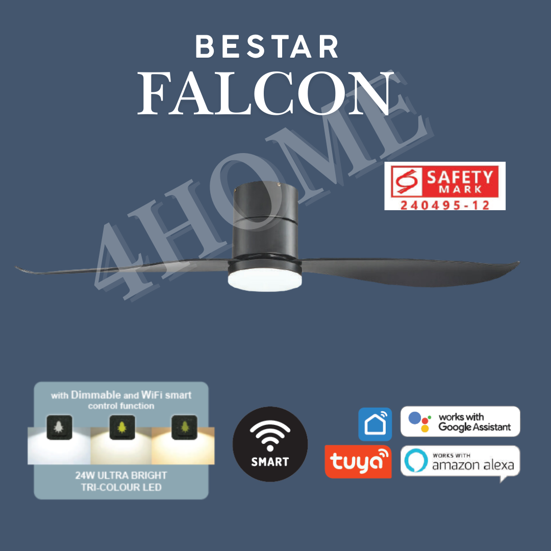 bestar falcon 36 36 52inch with light smart ceiling fan black 