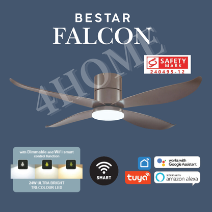 bestar falcon 36 36 52inch with light smart ceiling fan mocha
