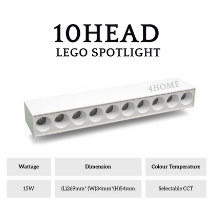 LumaLine Pro Linear Surface Lego LED Spotlight Black White 5head 10head 15head