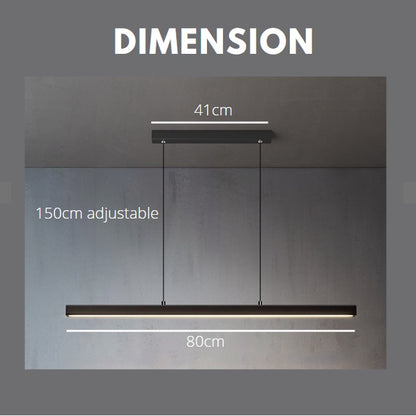 Premium Black Wood Linear Pendant Light 32W 3Tone Dining Island Study Kitchen 4HOME SINGAPORE - 4HOME