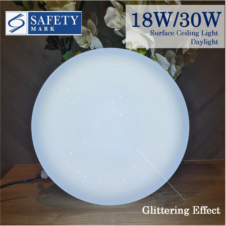 4HOME SINGAPORE LED Ceiling Light Dimmable Glittering Effect SG Safety Mark 18W 36W Shimmering Surface Panel Dimmable Daylight - 4HOME