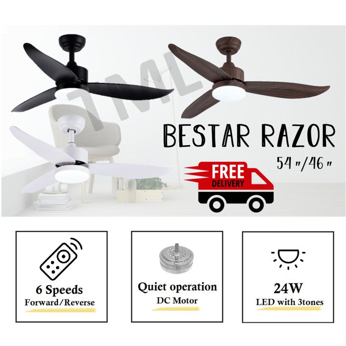 Bestar Razor Ceiling Fan with 24W LED Light 46 / 54inch 46" 54" 4HOME SINGAPORE - 4HOME