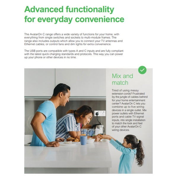 Schneider Avataron C 2Gang CAT6 Data Socket (Wine Gold, Dark Grey, White) 4HOME SINGAPORE - 4HOME