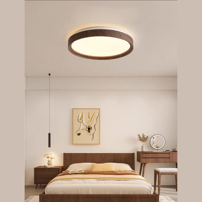 Premium Dark Wood Walnut Print Twist & Turn LED Ceiling Light | Scandinavian Japandi Surface Ceiling Lamp