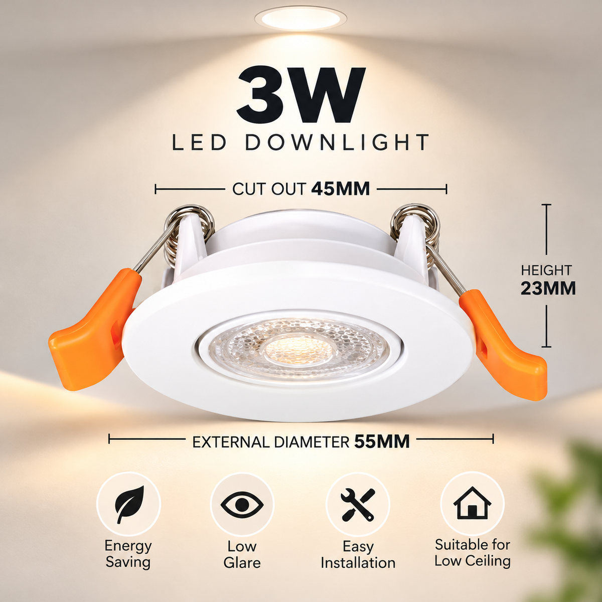 Mini Cabinet Display Shelving Wardrobe recessed spotlight for low height space 3W Daylight Warm White 4HOME SINGAPORE