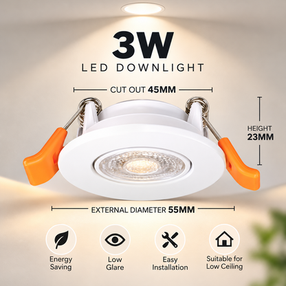 Mini Cabinet Display Shelving Wardrobe recessed spotlight for low height space 3W Daylight Warm White 4HOME SINGAPORE