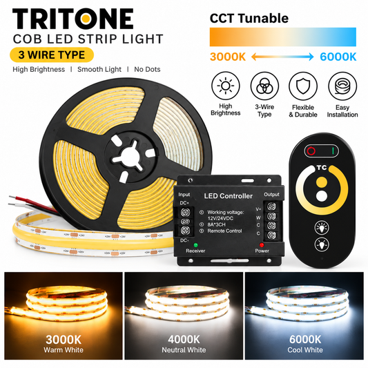 Tri-tone COB LED Strip Light 3tone Dimmable 5meters 4HOME SINGAPORE - 4HOME