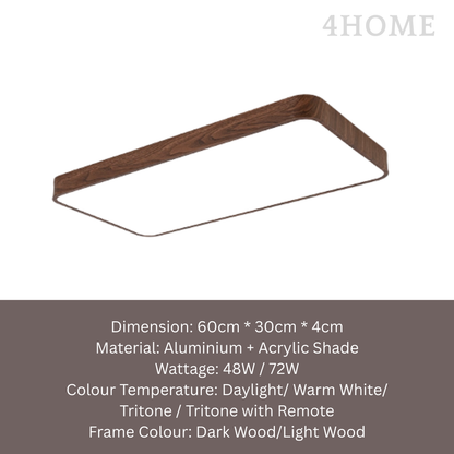 Dark Wood 60cm led ceiling light