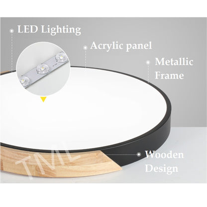 4HOME SINGAPORE 24W 36W Square Nordic Ceiling Light Black White Wooden Frame Round - 4HOME