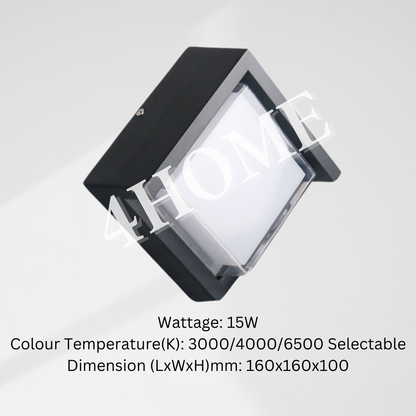 Waterproof Ceiling Light Wall Light Black Frame 15W IP65 Outdoor Balcony Bathroom 4HOME SINGAPORE - 4HOME
