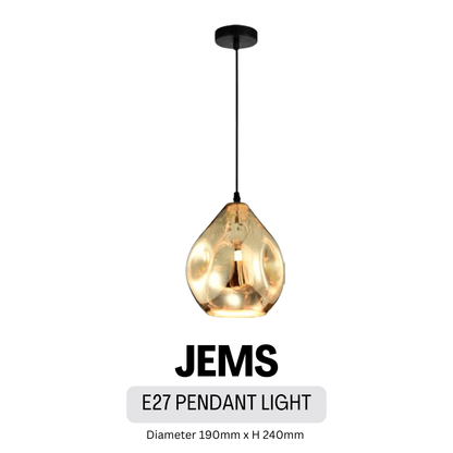 Premium Jems Jewel Design E27 Chrome Rose Gold Pendant Light 4HOME SINGAPORE - 4HOME