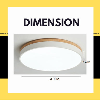 Nordic LED Ceiling Light Black White with Wood 24W 36W 4HOME SINGAPORE - 4HOME