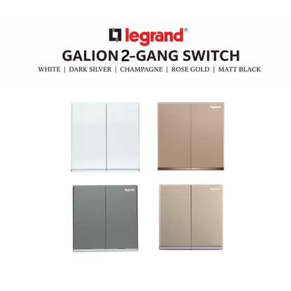 Legrand Galion Switch Socket Singapore | White, Dark Silver, Champagne, Rose Gold & Black