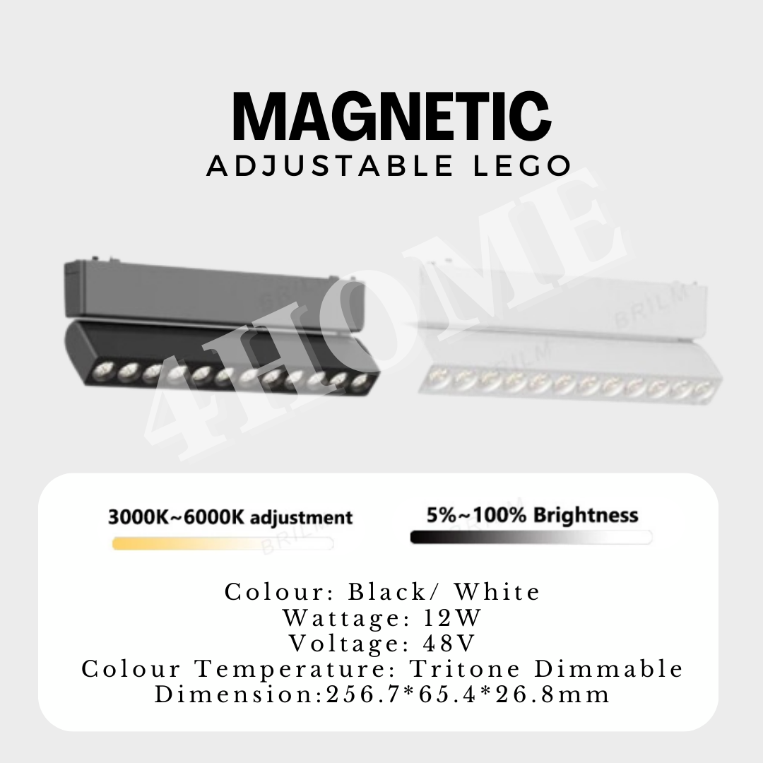 Ultra Slim Magnetic Track Light System Black White TRITONE Dimmable Remote DC 48V