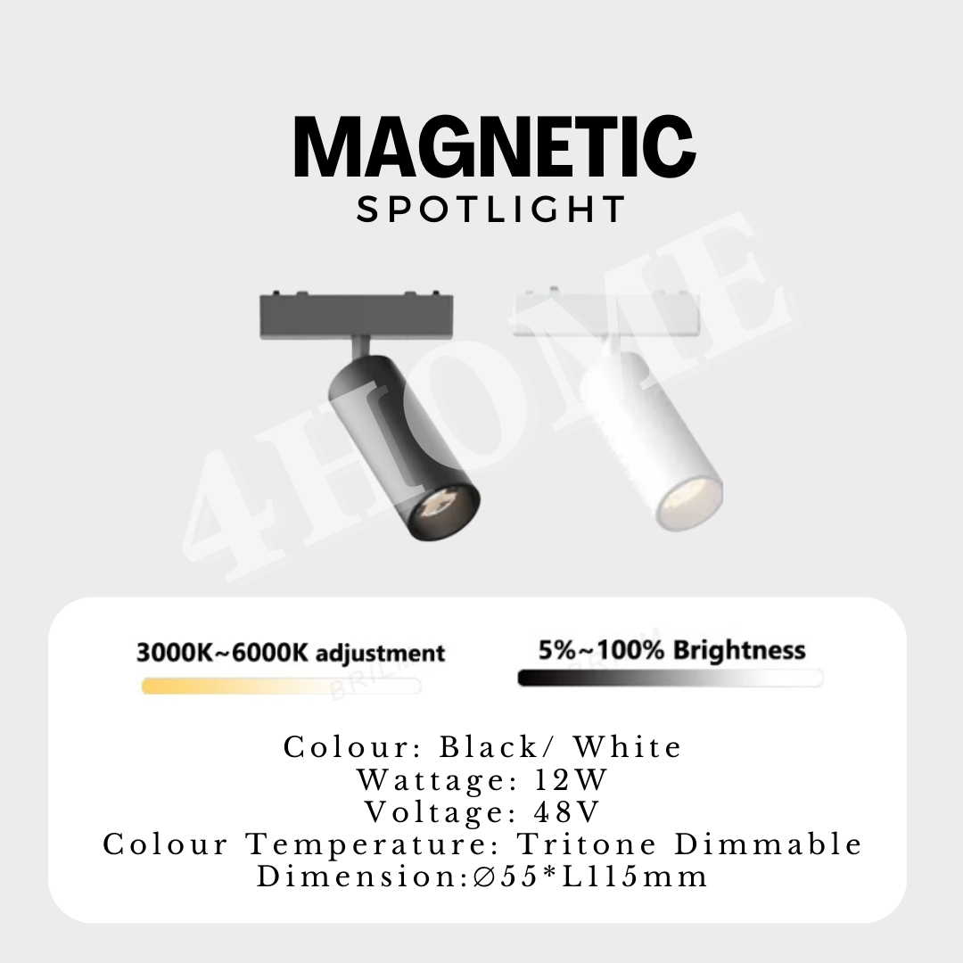 Ultra Slim Magnetic Track Light System Black White TRITONE Dimmable Remote DC 48V