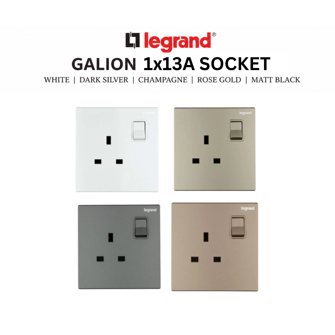 Legrand Galion Switch Socket Singapore | White, Dark Silver, Champagne, Rose Gold & Black