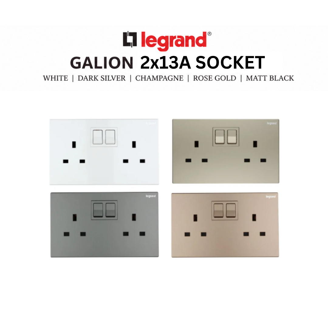 Legrand Galion Switch Socket Singapore | White, Dark Silver, Champagne, Rose Gold & Black