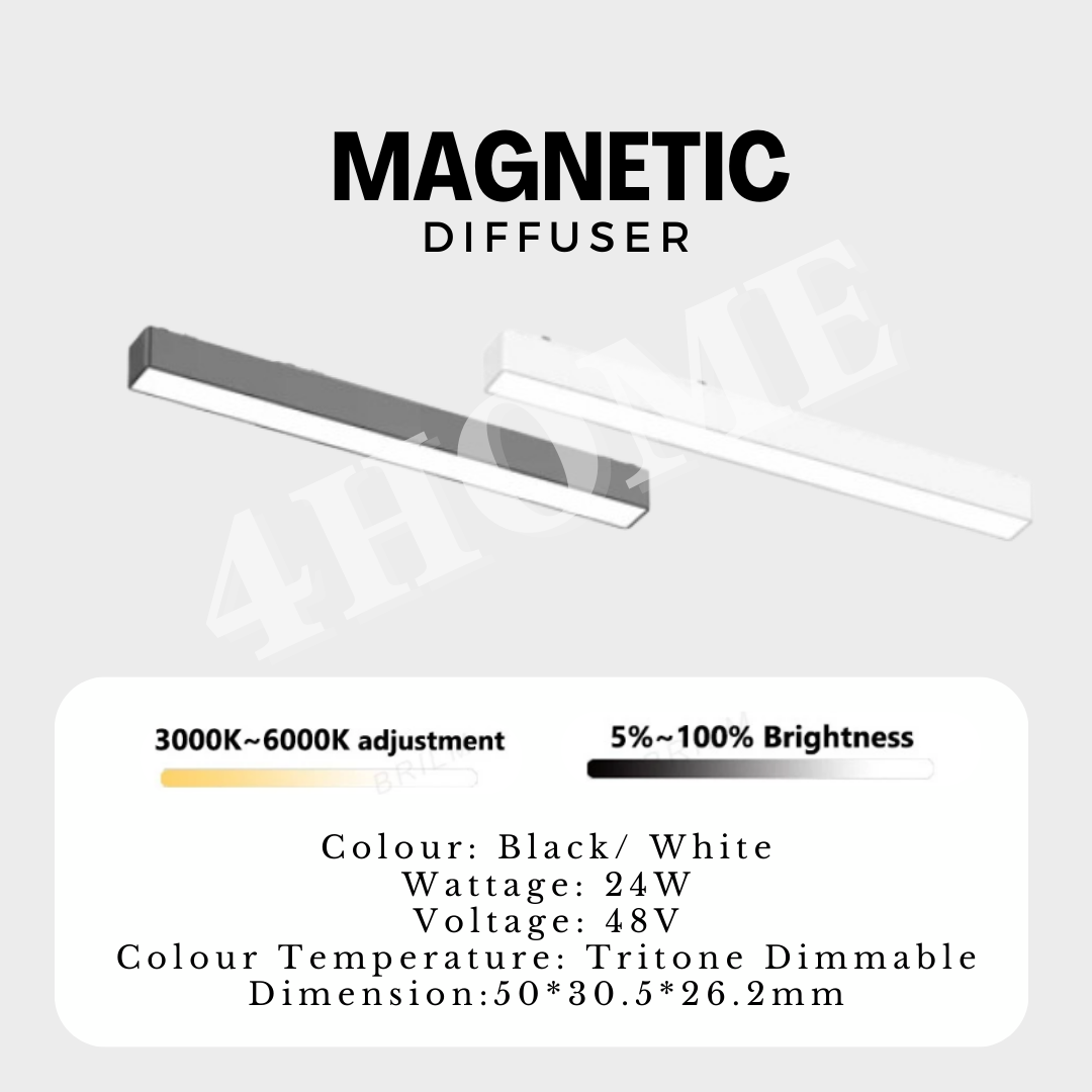 Ultra Slim Magnetic Track Light System Black White TRITONE Dimmable Remote DC 48V