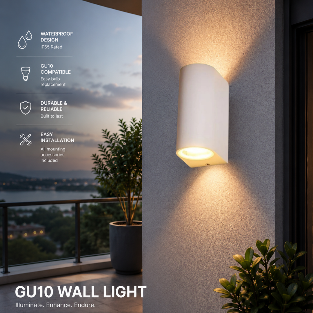 Outdoor Waterproof White GU10 Round Cylindrical Wall Light Up Down