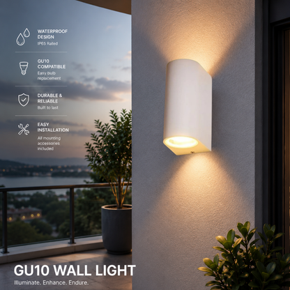 Outdoor Waterproof White GU10 Round Cylindrical Wall Light Up Down