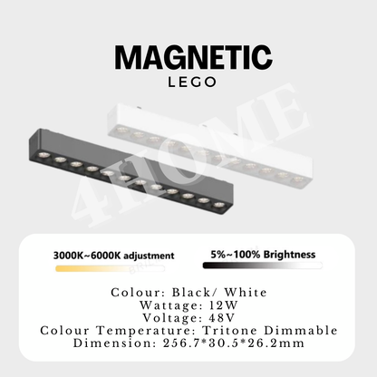 Ultra Slim Magnetic Track Light System Black White TRITONE Dimmable Remote DC 48V