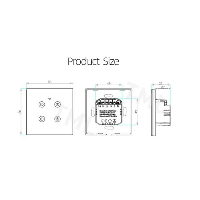 [SG Stock] 4HOME SINGAPORE WIFI Smart Switch Wifi Switch No Neutral White Black Google Home Amazon Alexa 1 2 3 4 Gang Heater 20A - 4HOME