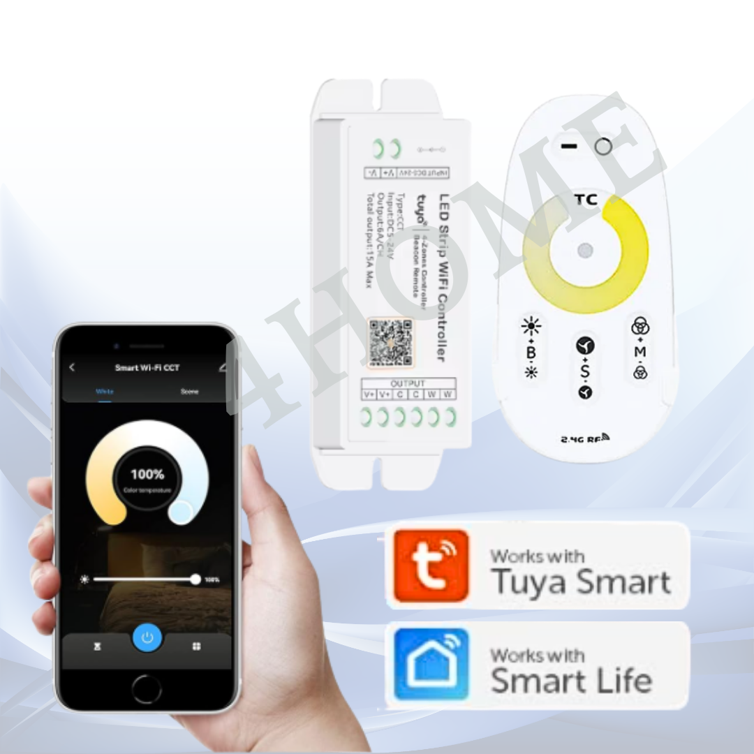 12V/24V LED Strip Light WiFi Smart Controller with RF Remote | Works with Tuya Smart & Smart Life App