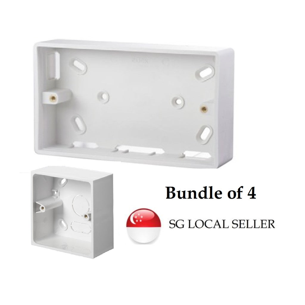 [Bundle of 4] 1Gang 2Gang Switch Socket Surface Mounting Box Partition Box KO Box Standard Size White 4HOME SINGAPORE - 4HOME