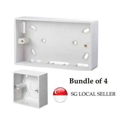 [Bundle of 4] 1Gang 2Gang Switch Socket Surface Mounting Box Partition Box KO Box Standard Size White 4HOME SINGAPORE - 4HOME