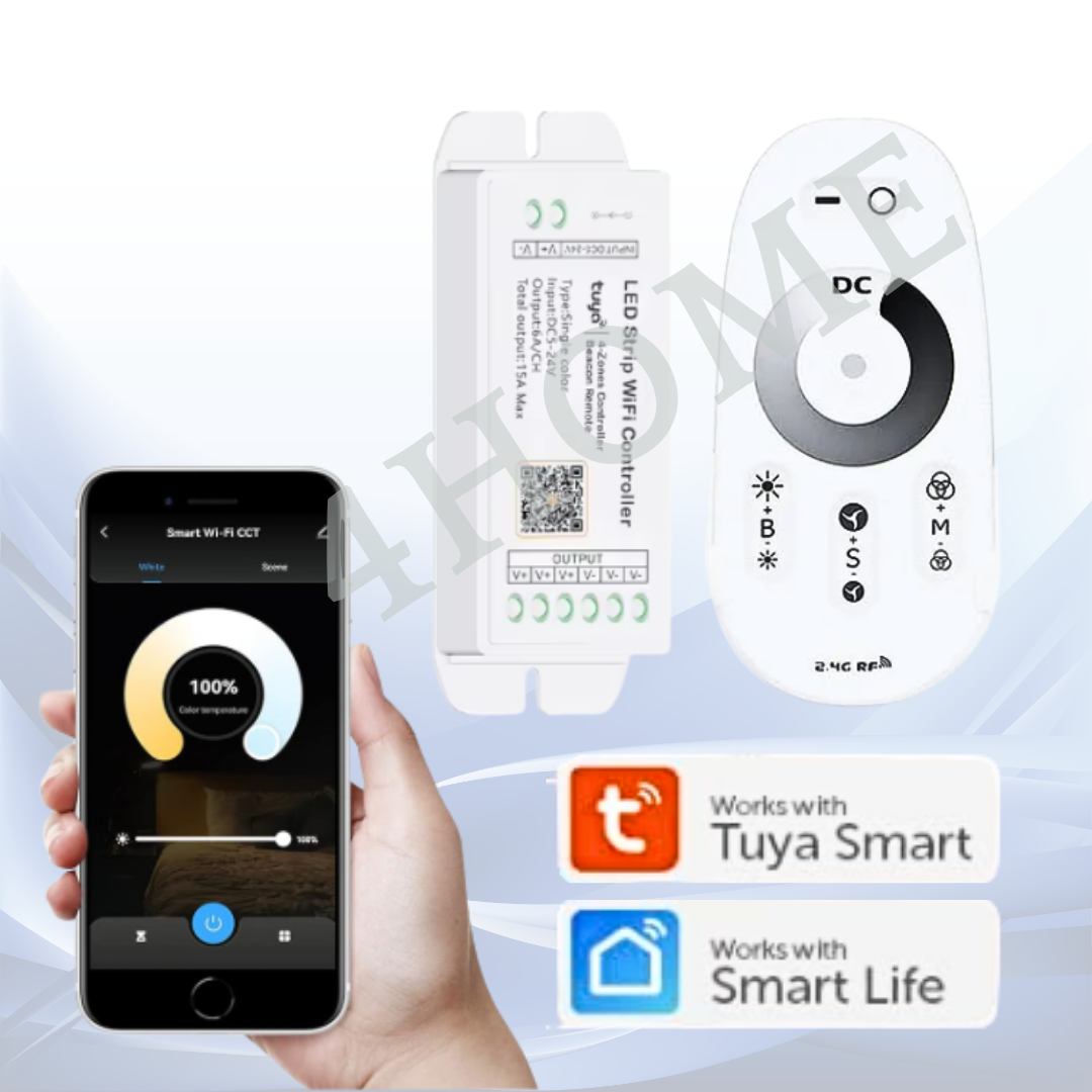 12V/24V LED Strip Light WiFi Smart Controller with RF Remote | Works with Tuya Smart & Smart Life App