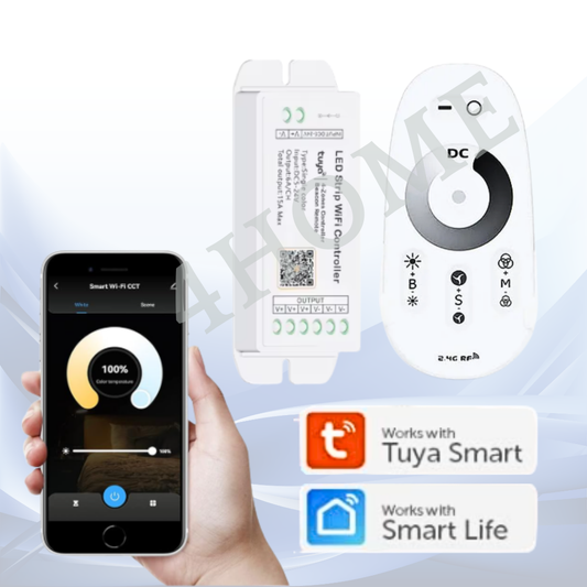 12V/24V LED Strip Light WiFi Smart Controller with RF Remote | Works with Tuya Smart & Smart Life App