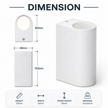Outdoor Waterproof White GU10 Round Cylindrical Wall Light Up Down
