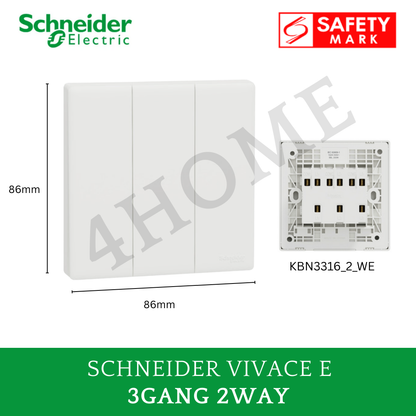 Schneider Vivace E White Switch Socket – Modern Minimalist Design Frameless Glossy White
