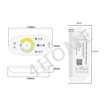12V/24V LED Strip Light WiFi Smart Controller with RF Remote | Works with Tuya Smart & Smart Life App