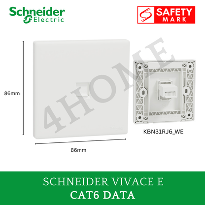 Schneider Vivace E White Switch Socket – Modern Minimalist Design Frameless Glossy White
