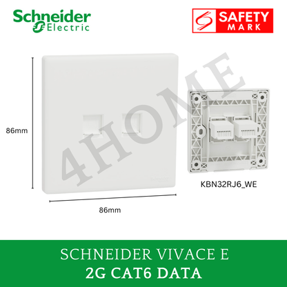 Schneider Vivace E White Switch Socket – Modern Minimalist Design Frameless Glossy White