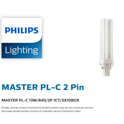 Philips Master PL-C / PLC 2 Pin 2P 13W 18W Light Tube 827 840 865 4HOME SINGAPORE - 4HOME