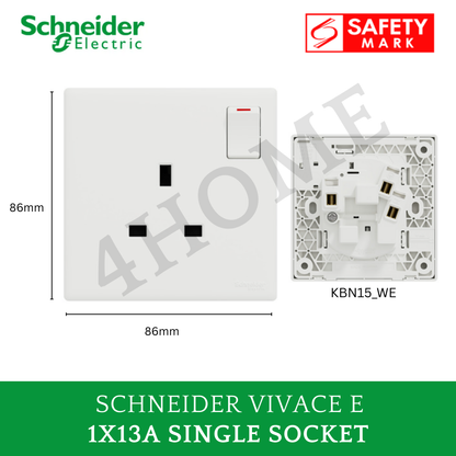 Schneider Vivace E White Switch Socket – Modern Minimalist Design Frameless Glossy White