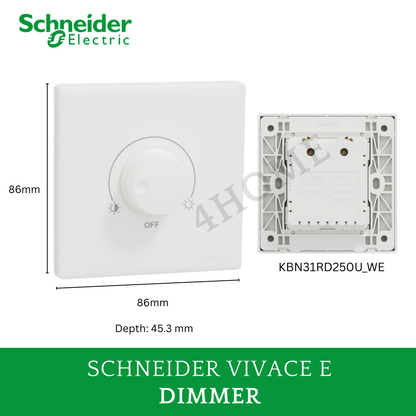 Schneider Vivace E White Switch Socket – Modern Minimalist Design Frameless Glossy White