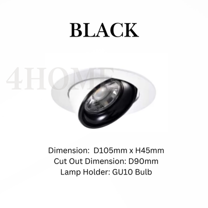 Recessed Retractable GU10 Spotlight Casing Adjustable Downlight Black Chrome Rose Gold 4HOME SINGAPORE - 4HOME